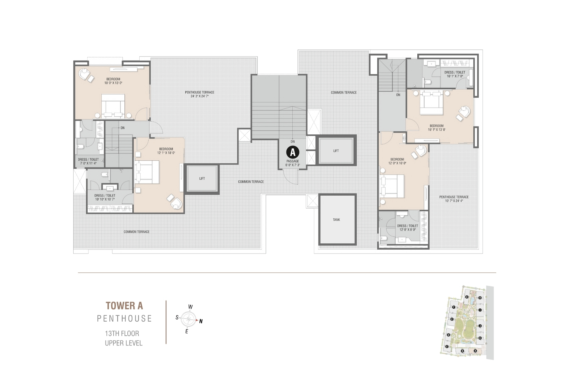 Tower A | Penthouse 13th Floor Upper Level