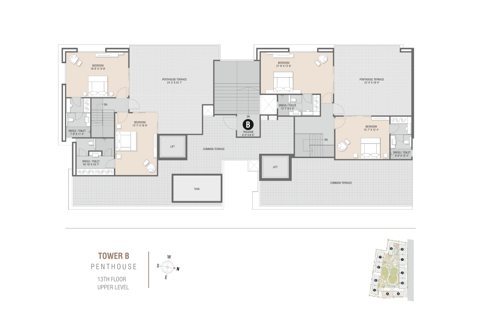 Tower B | Penthouse 13th Floor Upper Level