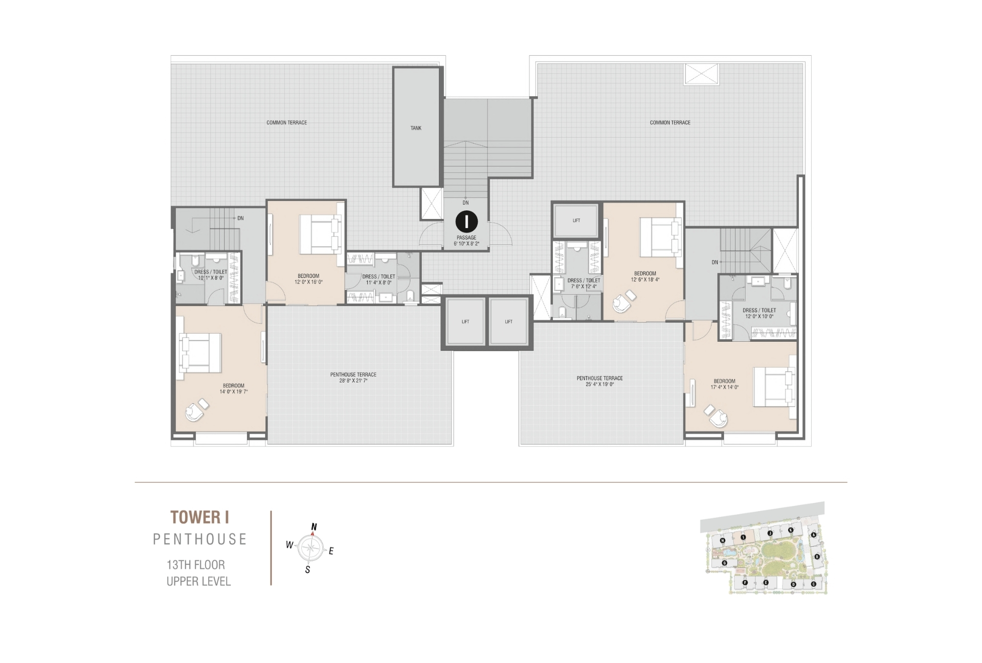 Tower I | Penthouse 13th Floor Upper Level