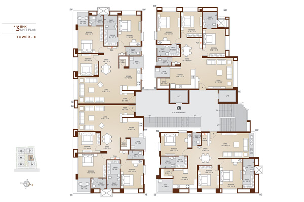 3 BHK unit plan in vesu 