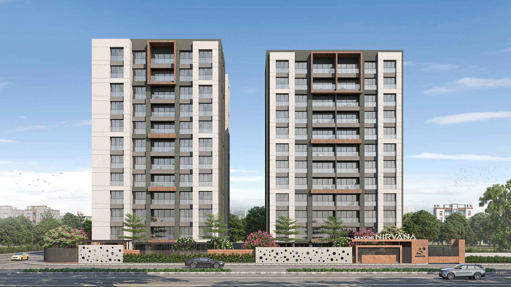 3 BHK Modern Living Apartments Sangini Nirvana vesu surat