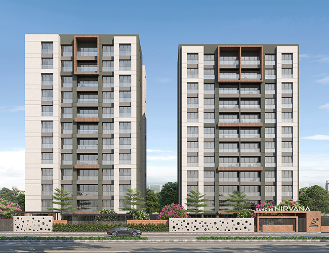 3 BHK Modern Living Apartments Sangini Nirvana vesu surat